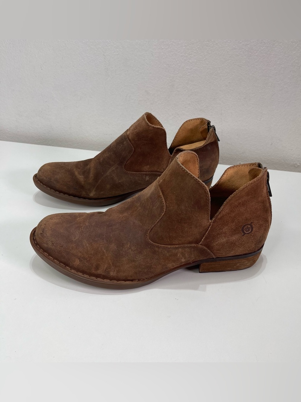 Born Kerri Ankle Boots Women's 9.5 M Brown Distressed Suede Western Comfort Boho